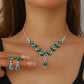 Elegant Floral Water Droplet Necklace and Earrings 2-Piece Set