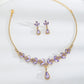 Elegant Floral Water Droplet Necklace and Earrings 2-Piece Set