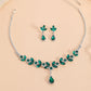 Elegant Floral Water Droplet Necklace and Earrings 2-Piece Set