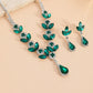 Elegant Floral Water Droplet Necklace and Earrings 2-Piece Set