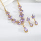 Elegant Floral Water Droplet Necklace and Earrings 2-Piece Set