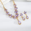 Elegant Floral Water Droplet Necklace and Earrings 2-Piece Set