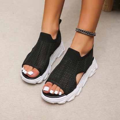 💥2025 New Hot Sale💝Women’s Casual Breathable Hollow Knitted Platform Sandals