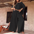 ⏳Time-limited Special💕Women's Causal Off Shoulder Top ＆ Wide-Leg Pants Two-Piece Set