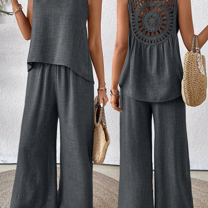 ✨2025 New Arrivals ✨Sleeveless Top & Wide-Leg Pants Set