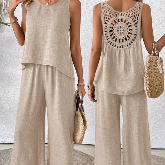 ✨2025 New Arrivals ✨Sleeveless Top & Wide-Leg Pants Set