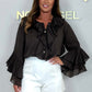 🎁 Discount just reduced🎁Women’s Elegant Button Front Loose Fit Ruffle Blouse