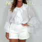🎁 Discount just reduced🎁Women’s Elegant Button Front Loose Fit Ruffle Blouse