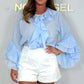 🎁 Discount just reduced🎁Women’s Elegant Button Front Loose Fit Ruffle Blouse