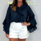 🎁 Discount just reduced🎁Women’s Elegant Button Front Loose Fit Ruffle Blouse