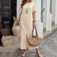 🥳2026 HOT SALE🥳💞Cotton-Linen Loose Round-Neck Dress