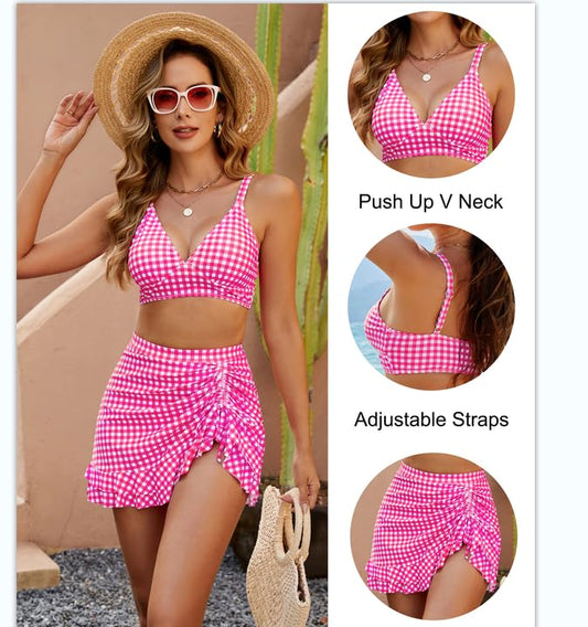 🔥LAST WEEK SALE 49% OFF💥Gingham High Waisted Tummy Control Bikini Sets👙