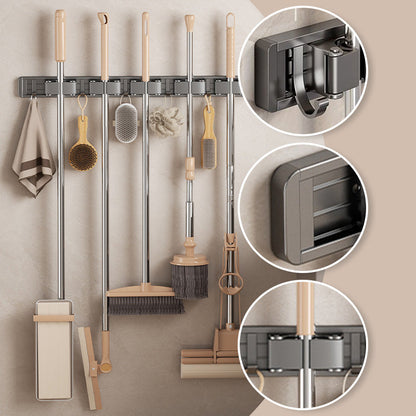 🔥2025 Hot Sale🔥No-Drill Wall-Mounted & Heavy-Duty Broom and Mop Holder with Hook