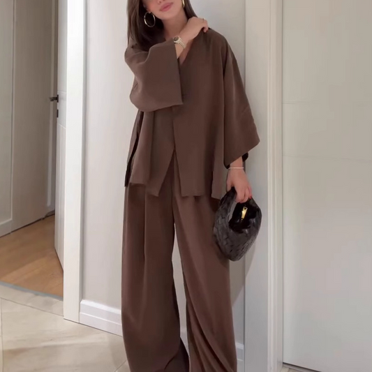 💗Summer Specials✨Women's Elegance V-Neck Top & Wide-Leg Pants Set✈️Free Shipping