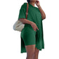 ✨2025 New Arrivals ✨Women's Solid Round-Neck Dress ＆ Shorts Set