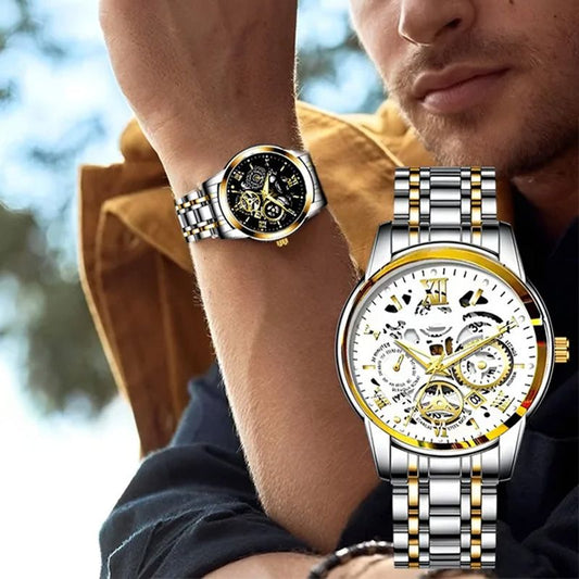 🎄Christmas Sale 70% OFF🔥Men's Waterproof Roman Skeleton Automatic Mechanical Watch