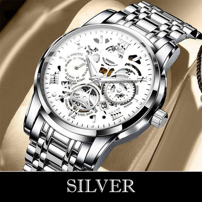 🎄Christmas Sale 70% OFF🔥Men's Waterproof Roman Skeleton Automatic Mechanical Watch