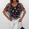 ⏳Time-limited Special⏰Women's Printed Mesh Patchwork Top