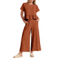 Women’s Casual Short-Sleeves Top & Wide Leg Pants 2-Piece Set
