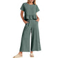 Women’s Casual Short-Sleeves Top & Wide Leg Pants 2-Piece Set