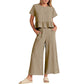 Women’s Casual Short-Sleeves Top & Wide Leg Pants 2-Piece Set