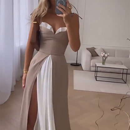 ⏳Time-limited Special⏰Women's Sleeveless Color Block Pleated Long Dress