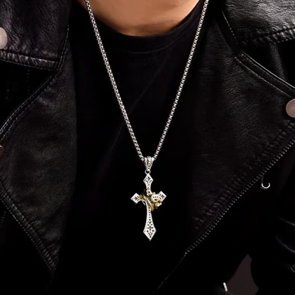 ✝️Vintage Crown Cross Necklace