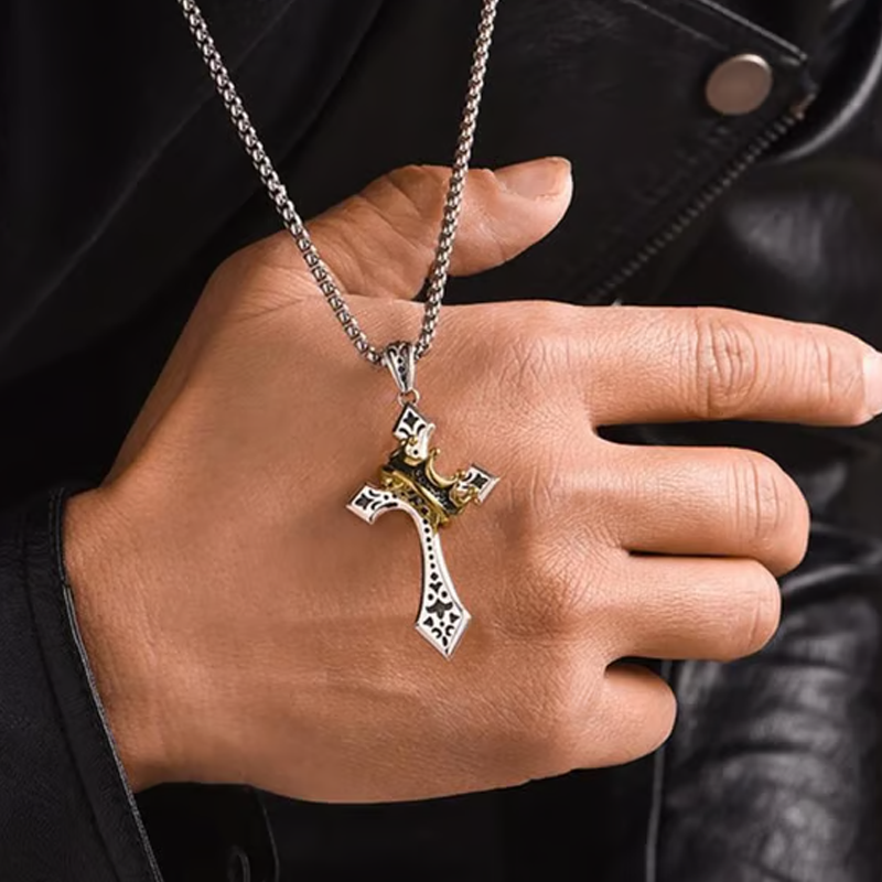 ✝️Vintage Crown Cross Necklace