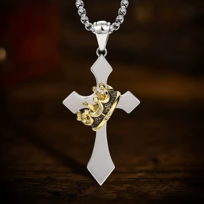 ✝️Vintage Crown Cross Necklace