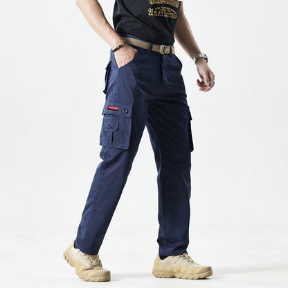 Men's straight-leg pants with pockets