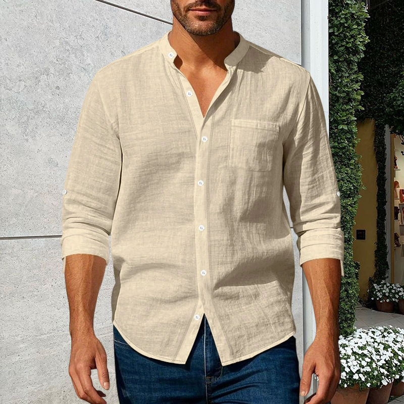 💎 50% OFF! 💎 Men's Linen Long Sleeve Stand Collar Shirt