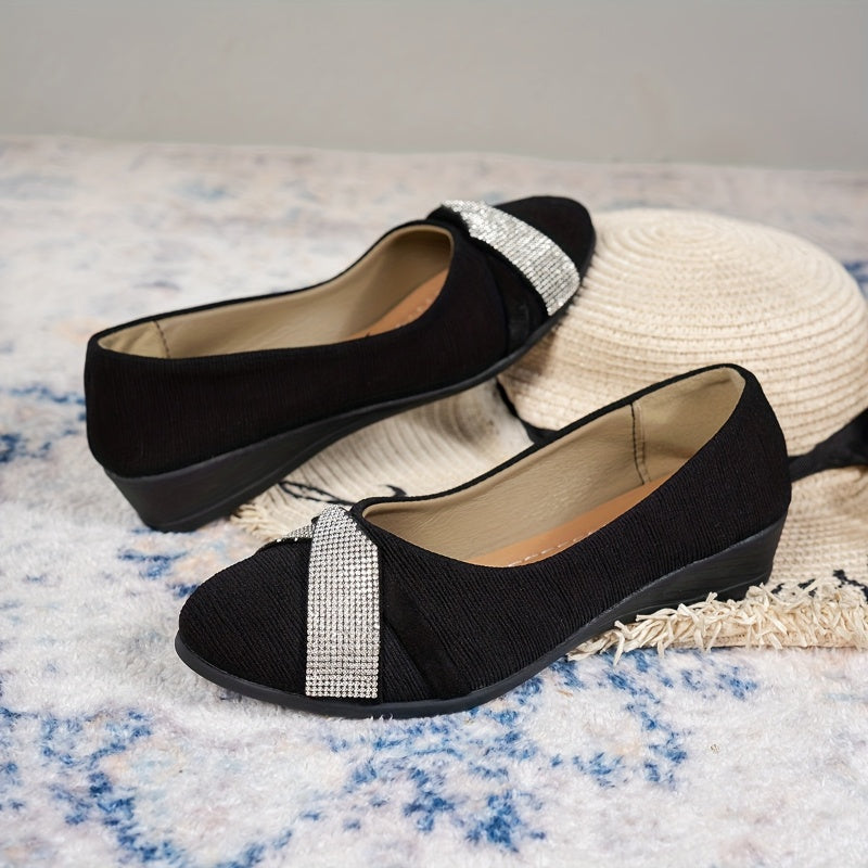 💕Women's Lightweight Fashion Rhinestone Wedge Shoes