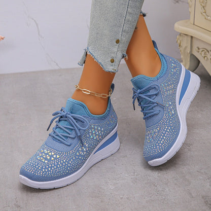💎 60% OFF! 💎 Rhinestones-Embellished Breathable Mesh Sneakers – Sparkle with Every Step, Airy Comfort & Grippy Soles ✨👟