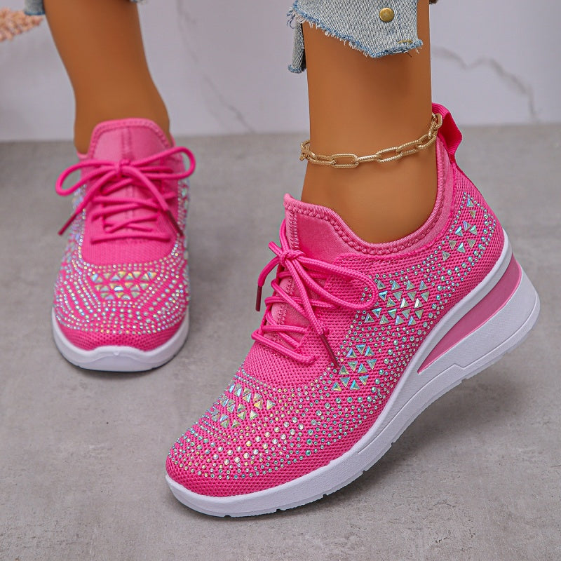 💎 60% OFF! 💎 Rhinestones-Embellished Breathable Mesh Sneakers – Sparkle with Every Step, Airy Comfort & Grippy Soles ✨👟