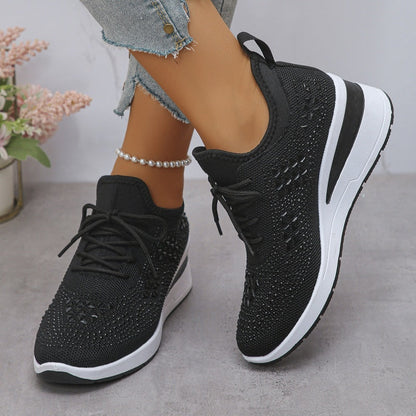 💎 60% OFF! 💎 Rhinestones-Embellished Breathable Mesh Sneakers – Sparkle with Every Step, Airy Comfort & Grippy Soles ✨👟
