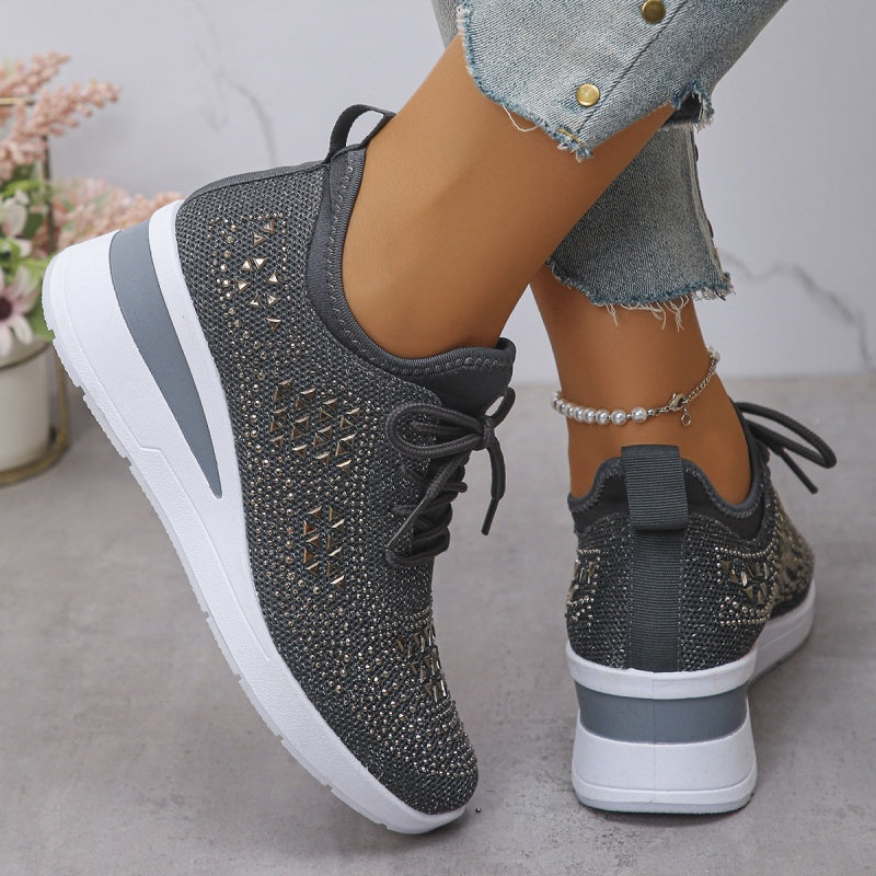 💎 60% OFF! 💎 Rhinestones-Embellished Breathable Mesh Sneakers – Sparkle with Every Step, Airy Comfort & Grippy Soles ✨👟