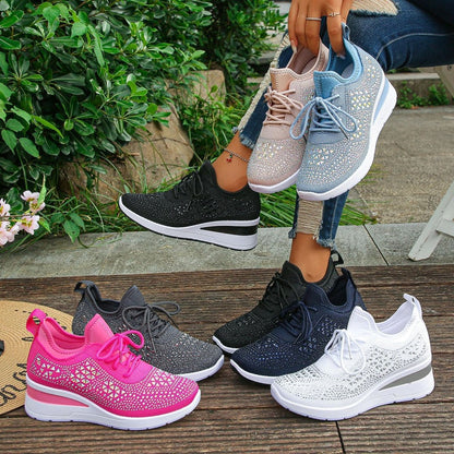💎 60% OFF! 💎 Rhinestones-Embellished Breathable Mesh Sneakers – Sparkle with Every Step, Airy Comfort & Grippy Soles ✨👟