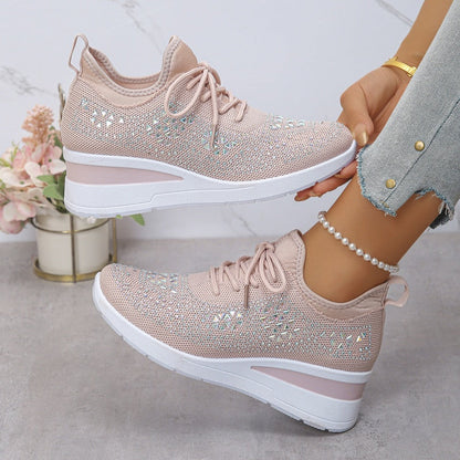 💎 60% OFF! 💎 Rhinestones-Embellished Breathable Mesh Sneakers – Sparkle with Every Step, Airy Comfort & Grippy Soles ✨👟