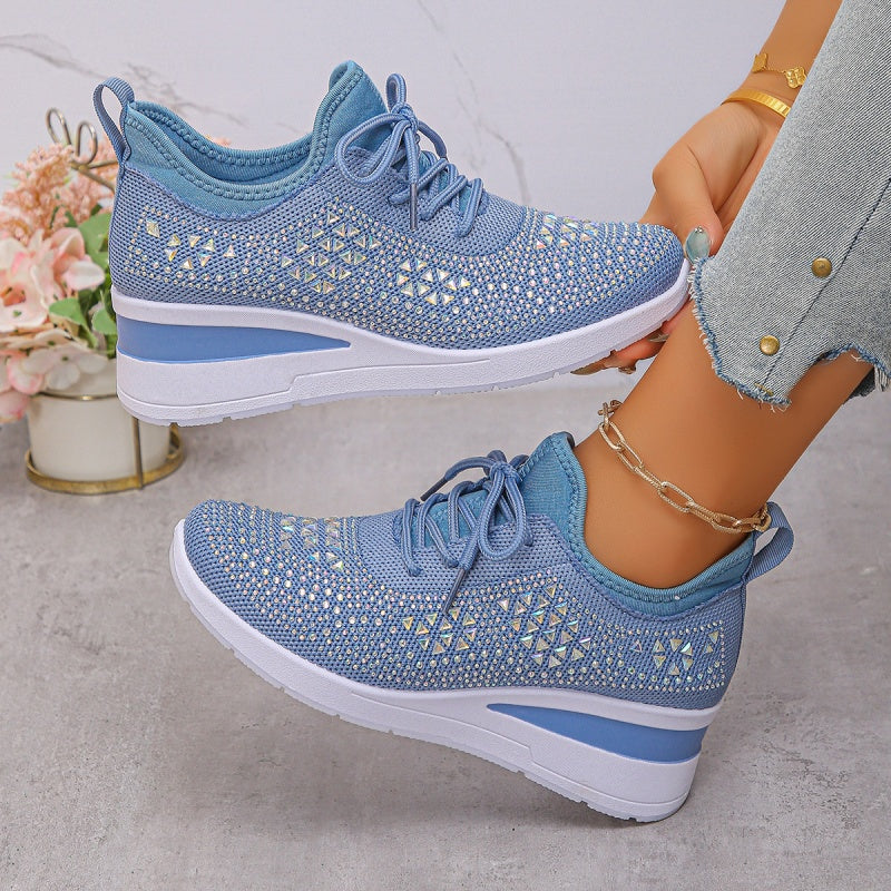 💎 60% OFF! 💎 Rhinestones-Embellished Breathable Mesh Sneakers – Sparkle with Every Step, Airy Comfort & Grippy Soles ✨👟