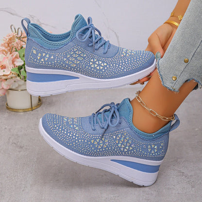 💎 60% OFF! 💎 Rhinestones-Embellished Breathable Mesh Sneakers – Sparkle with Every Step, Airy Comfort & Grippy Soles ✨👟