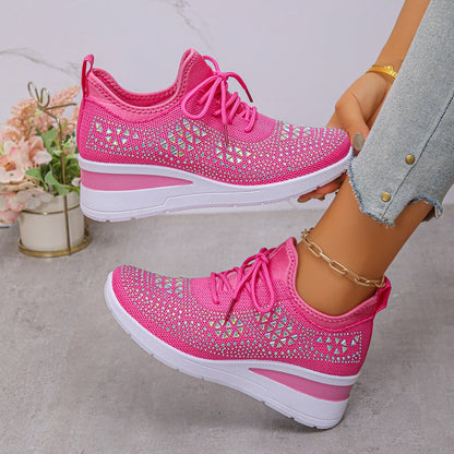 💎 60% OFF! 💎 Rhinestones-Embellished Breathable Mesh Sneakers – Sparkle with Every Step, Airy Comfort & Grippy Soles ✨👟