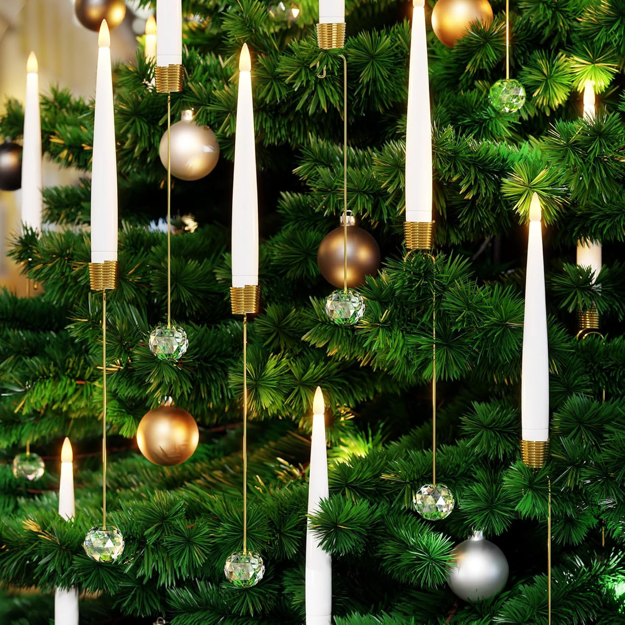 🎁Early Christmas Promotion - 50% OFF🎄Christmas Tree Led Candles with Clear Crystal Ball Hook