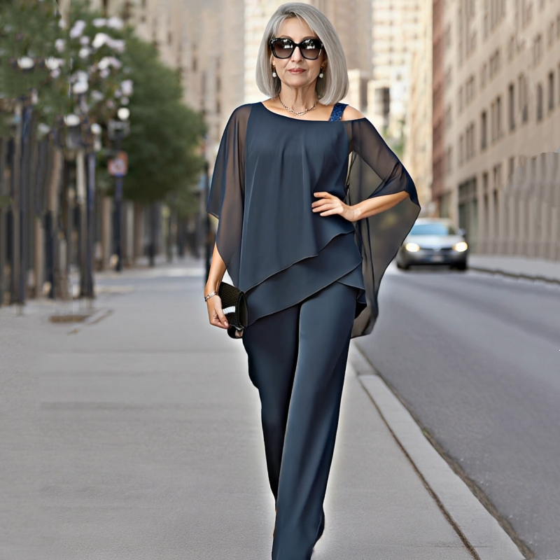 ⏳Limited-time 50% off⏰Women’s Irregular Chiffon Tops ＆ Wide-Leg Pants 2-Piece Set👚👖