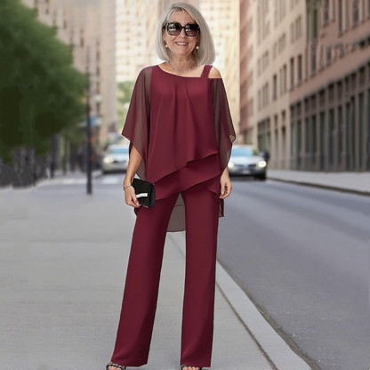 ⏳Limited-time 50% off⏰Women’s Irregular Chiffon Tops ＆ Wide-Leg Pants 2-Piece Set👚👖