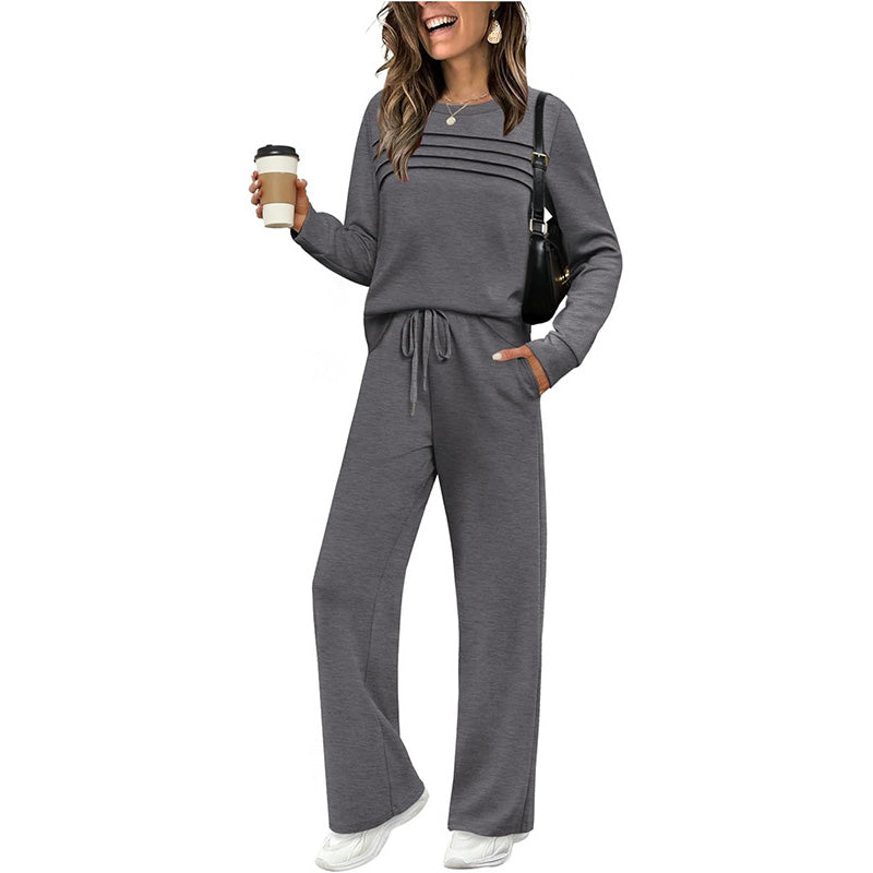 ⏳Limited-time 60% off⏰Women's Crew Neck Top & Drawstring Pants Set👚👖