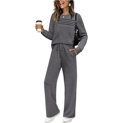 ⏳Limited-time 60% off⏰Women's Crew Neck Top & Drawstring Pants Set👚👖