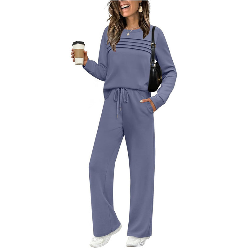 ⏳Limited-time 60% off⏰Women's Crew Neck Top & Drawstring Pants Set👚👖