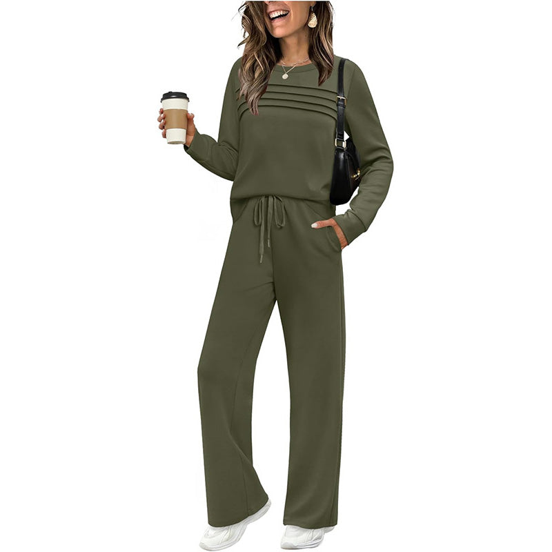 ⏳Limited-time 60% off⏰Women's Crew Neck Top & Drawstring Pants Set👚👖