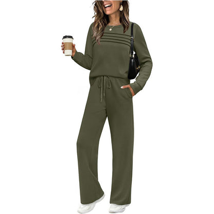 ⏳Limited-time 60% off⏰Women's Crew Neck Top & Drawstring Pants Set👚👖