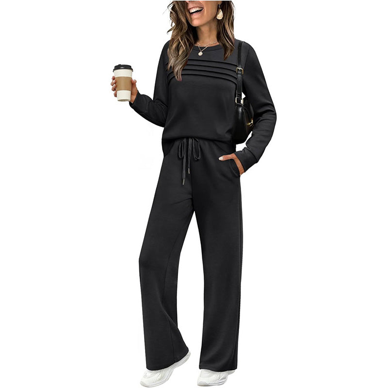⏳Limited-time 60% off⏰Women's Crew Neck Top & Drawstring Pants Set👚👖